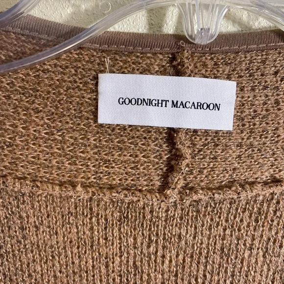 Goodnight Macaroon OS(One Size) Tan Brown Open Front Marbled Cardigan Duster NEW - Picture 3 of 7
